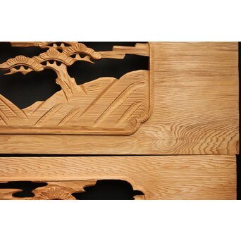 楼閣図 枠無木彫欄間 4枚1組　R0188 