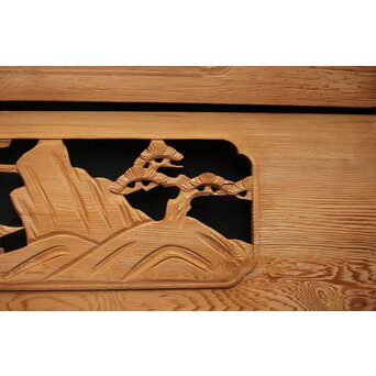 楼閣図 枠無木彫欄間 6枚1組　R0190 