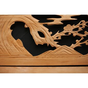 竹梅図 枠無木彫欄間 8枚1組　R0191 