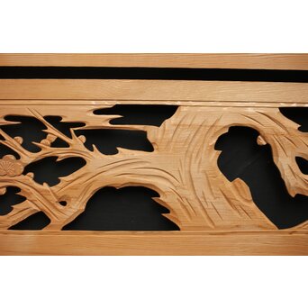 竹梅図 枠無木彫欄間 8枚1組　R0191 