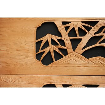 竹梅図 枠無木彫欄間 8枚1組　R0191 