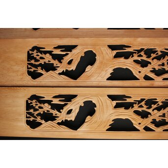 竹梅図 枠無木彫欄間 8枚1組　R0191 