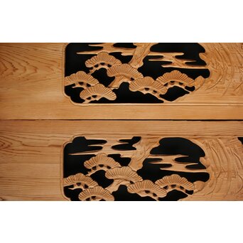 松竹図 枠無木彫欄間 8枚1組　R0192 