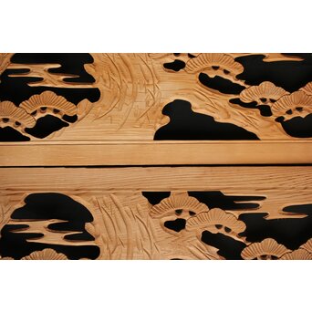 松竹図 枠無木彫欄間 8枚1組　R0192 