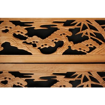 松竹図 枠無木彫欄間 8枚1組　R0192 