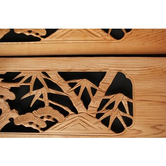 松竹図 枠無木彫欄間 8枚1組　R0192 