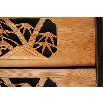 松竹図 枠無木彫欄間 8枚1組　R0192 