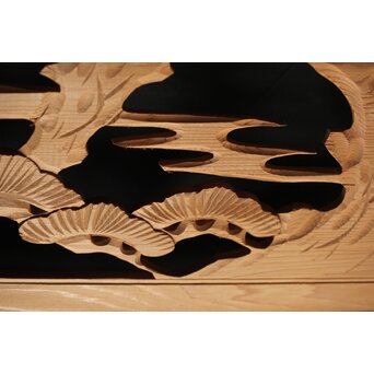 松竹図 枠無木彫欄間 8枚1組　R0192 