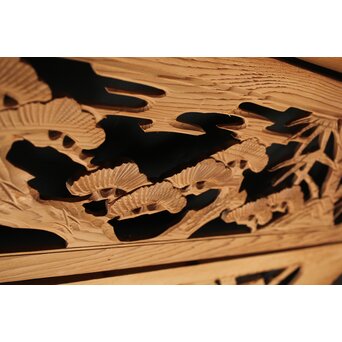 松竹図 枠無木彫欄間 8枚1組　R0192 