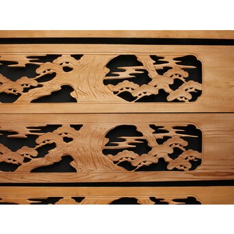 松竹図 枠無木彫欄間 8枚1組　R0192 