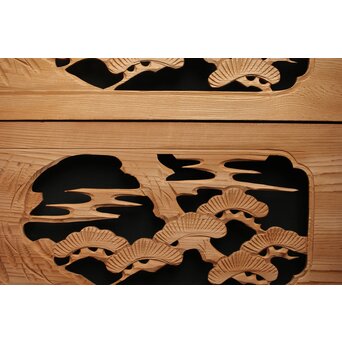 松竹図 枠無木彫欄間 8枚1組　R0192 