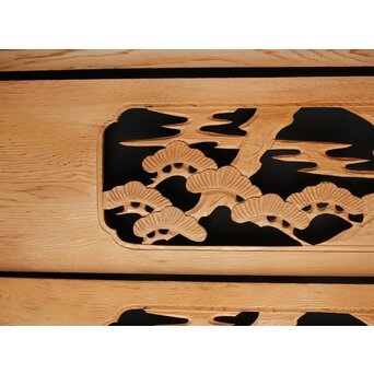 松竹図 枠無木彫欄間 8枚1組　R0192 