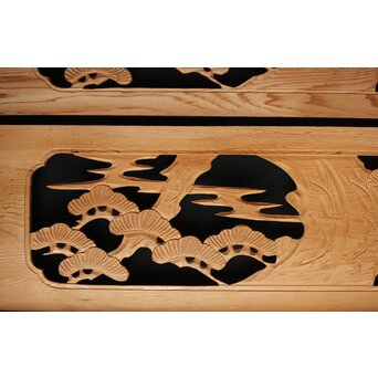 松竹図 枠無木彫欄間 8枚1組　R0192 