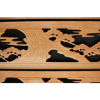 松竹図 枠無木彫欄間 8枚1組　R0192 