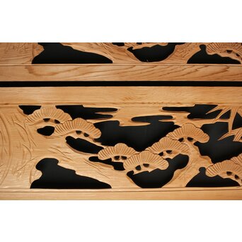 松竹図 枠無木彫欄間 8枚1組　R0192 