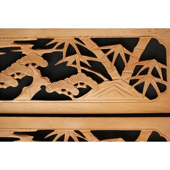 松竹図 枠無木彫欄間 8枚1組　R0192 