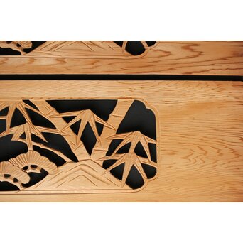 松竹図 枠無木彫欄間 8枚1組　R0192 