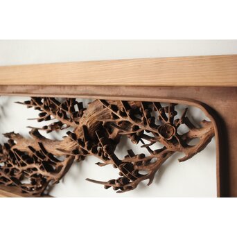 安太郎作 井波松梅木彫欄間 2枚1組　R0193 