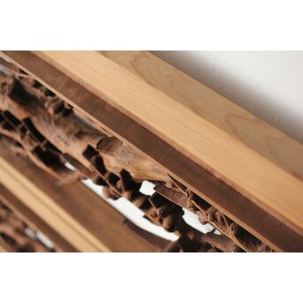 安太郎作 井波松梅木彫欄間 2枚1組　R0193 