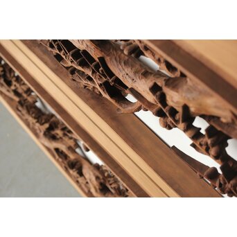 安太郎作 井波松梅木彫欄間 2枚1組　R0193 