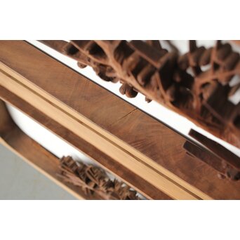 安太郎作 井波松梅木彫欄間 2枚1組　R0193 