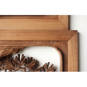 安太郎作 井波松梅木彫欄間 2枚1組　R0193 