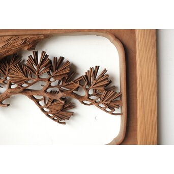 安太郎作 井波松梅木彫欄間 2枚1組　R0193 