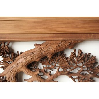 安太郎作 井波松梅木彫欄間 2枚1組　R0193 