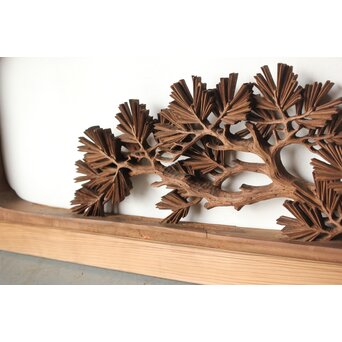 安太郎作 井波松梅木彫欄間 2枚1組　R0193 