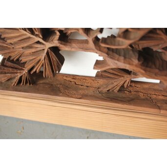 安太郎作 井波松梅木彫欄間 2枚1組　R0193 