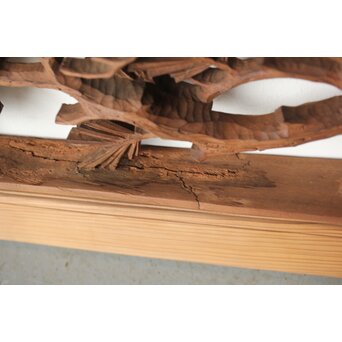 安太郎作 井波松梅木彫欄間 2枚1組　R0193 