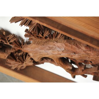 安太郎作 井波松梅木彫欄間 2枚1組　R0193 