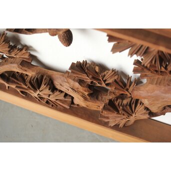 安太郎作 井波松梅木彫欄間 2枚1組　R0193 