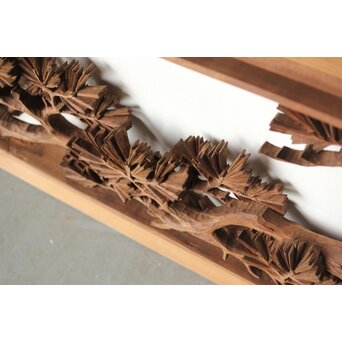 安太郎作 井波松梅木彫欄間 2枚1組　R0193 