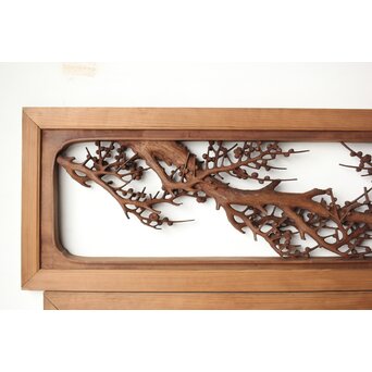 安太郎作 井波松梅木彫欄間 2枚1組　R0193 