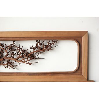 安太郎作 井波松梅木彫欄間 2枚1組　R0193 