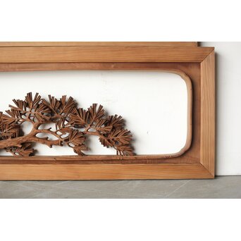 安太郎作 井波松梅木彫欄間 2枚1組　R0193 