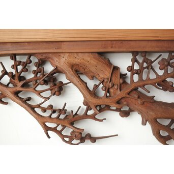 安太郎作 井波松梅木彫欄間 2枚1組　R0193 