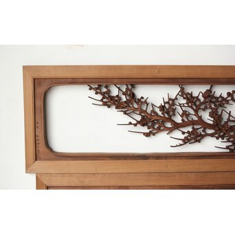 安太郎作 井波松梅木彫欄間 2枚1組　R0193 