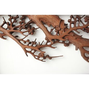 安太郎作 井波松梅木彫欄間 2枚1組　R0193 