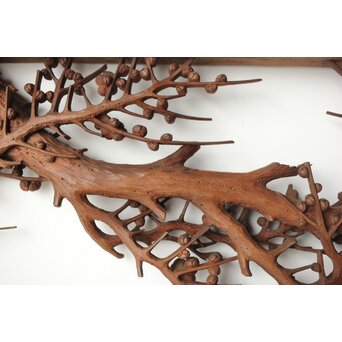 安太郎作 井波松梅木彫欄間 2枚1組　R0193 