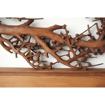 安太郎作 井波松梅木彫欄間 2枚1組　R0193 