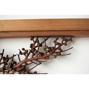 安太郎作 井波松梅木彫欄間 2枚1組　R0193 