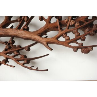 安太郎作 井波松梅木彫欄間 2枚1組　R0193 