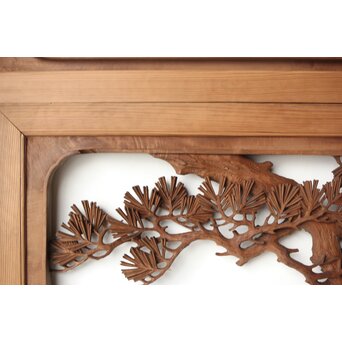 安太郎作 井波松梅木彫欄間 2枚1組　R0193 