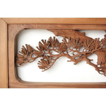 安太郎作 井波松梅木彫欄間 2枚1組　R0193 