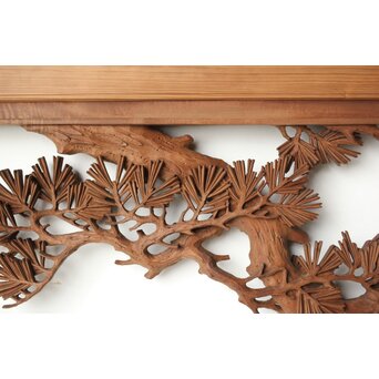 安太郎作 井波松梅木彫欄間 2枚1組　R0193 