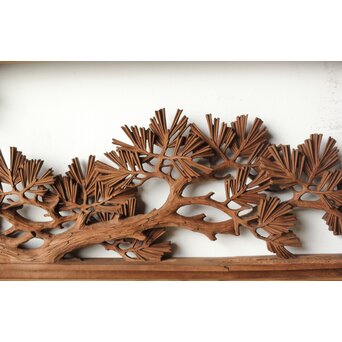 安太郎作 井波松梅木彫欄間 2枚1組　R0193 