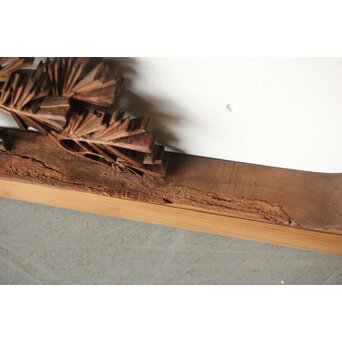 安太郎作 井波松梅木彫欄間 2枚1組　R0193 