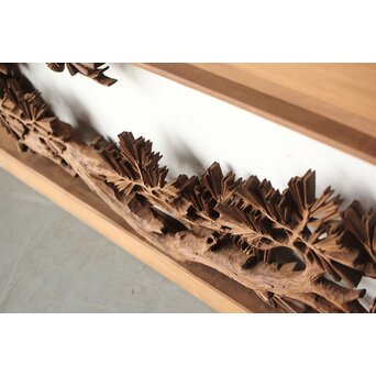 安太郎作 井波松梅木彫欄間 2枚1組　R0193 